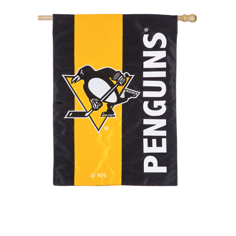 Evergreen Flag,Pittsburgh Penguins, Embellish Reg Flag,29x44x0.1 Inches