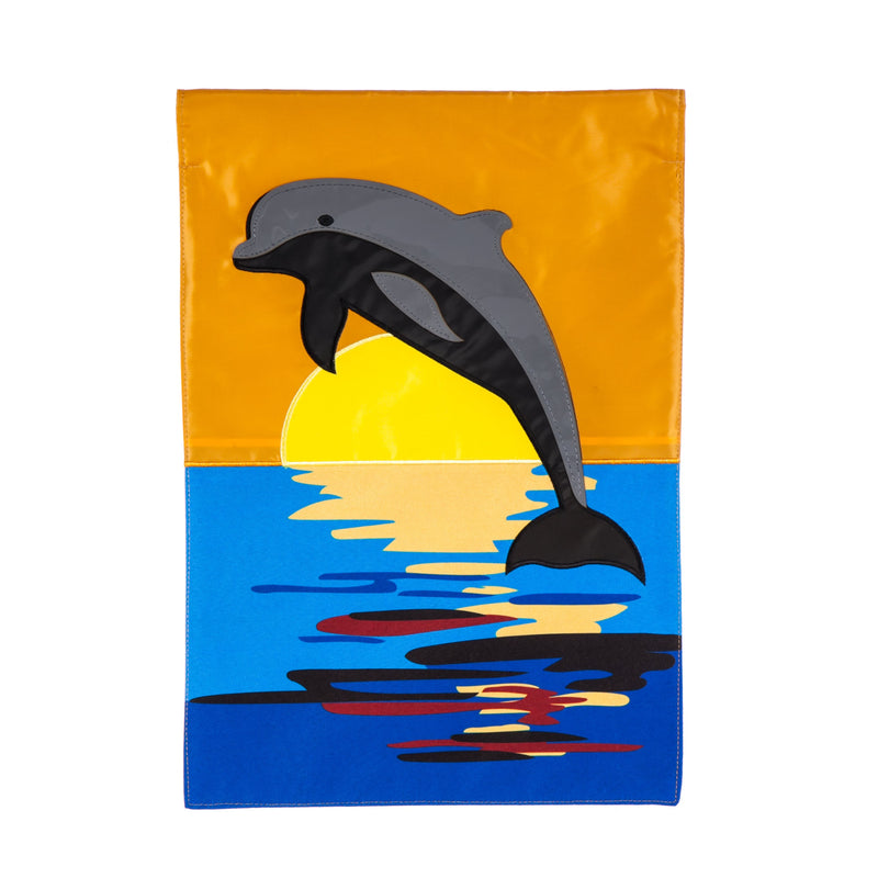 Dolphin Sunset Garden Applique Flag,168805