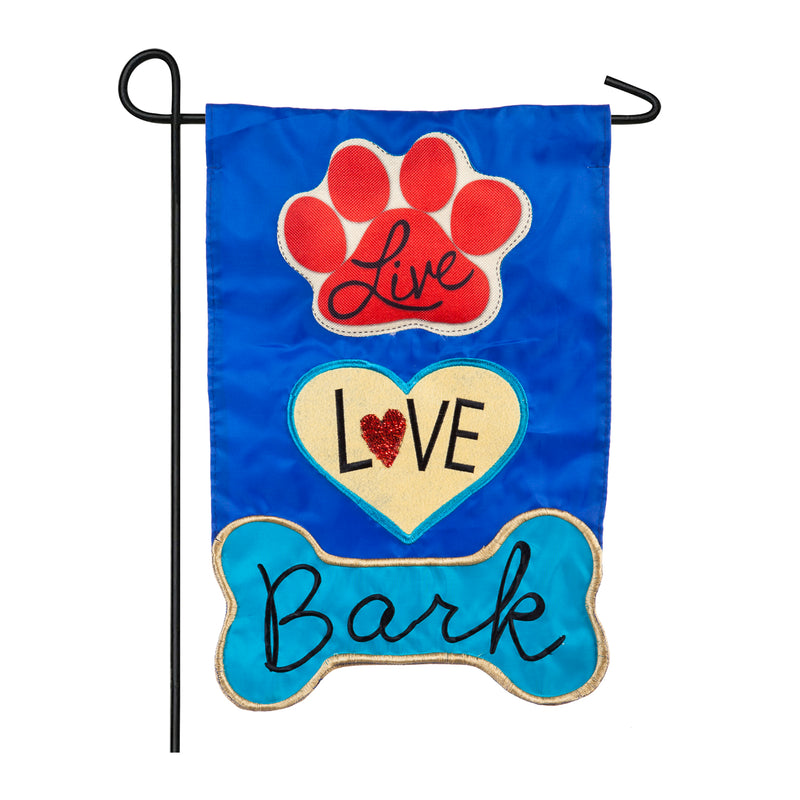 Evergreen Live Love Bark Garden Applique Flag, 18'' x 12.5'' inches