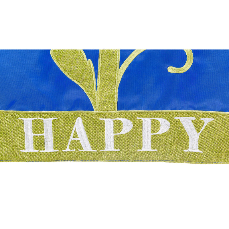Evergreen Flag,Bee Happy Daisy Garden Applique Flag,12.5x0.2x18 Inches