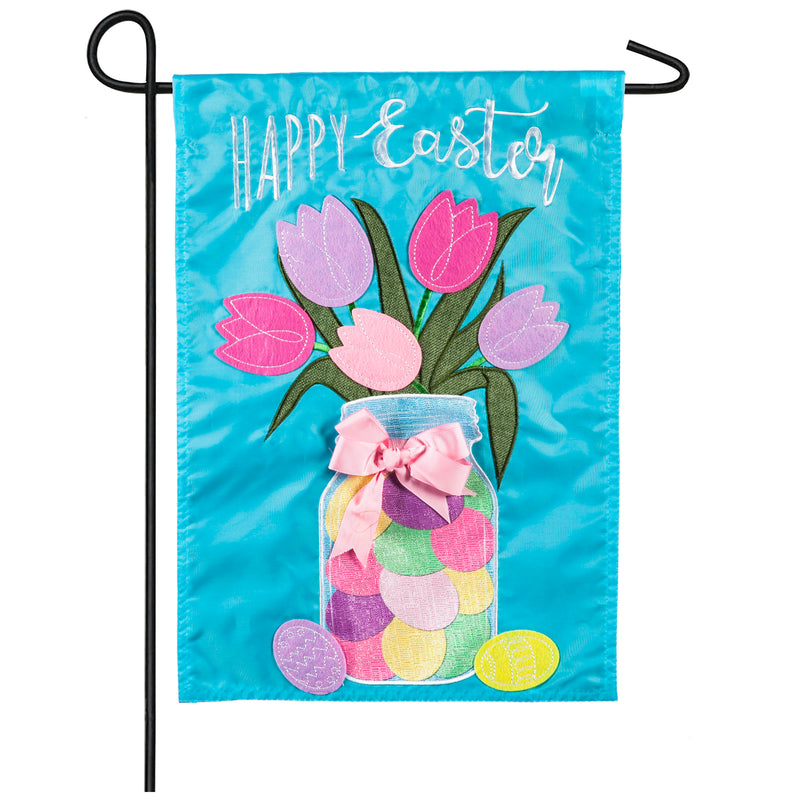 Easter Mason Jar Garden Applique Flag,168918