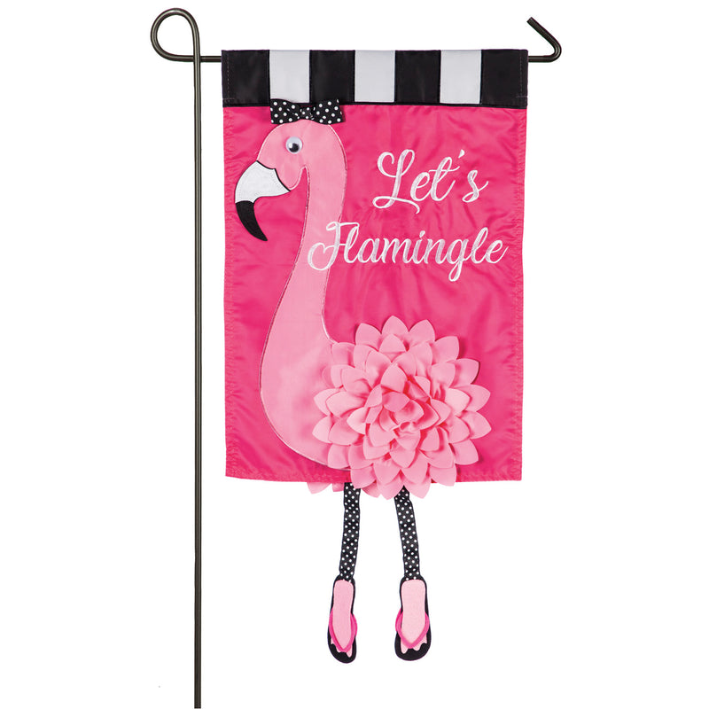 Let's Flamingle Garden Applique Flag,168929