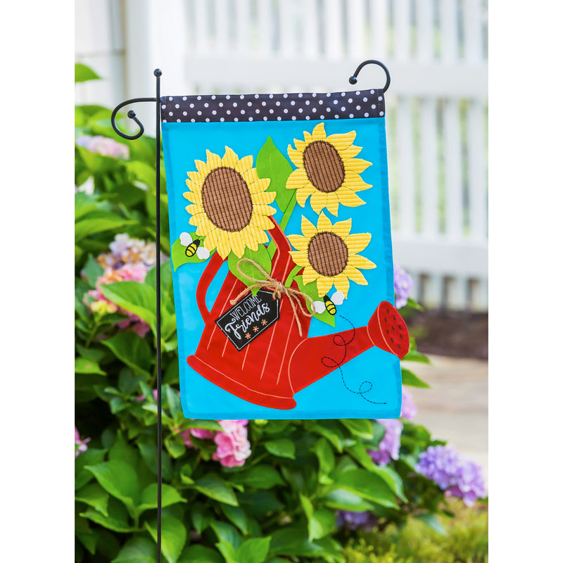 Sunflower Watering Can Garden Applique Flag,168949