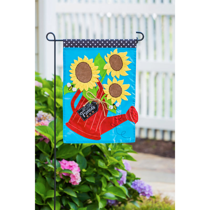 Sunflower Watering Can Garden Applique Flag,168949