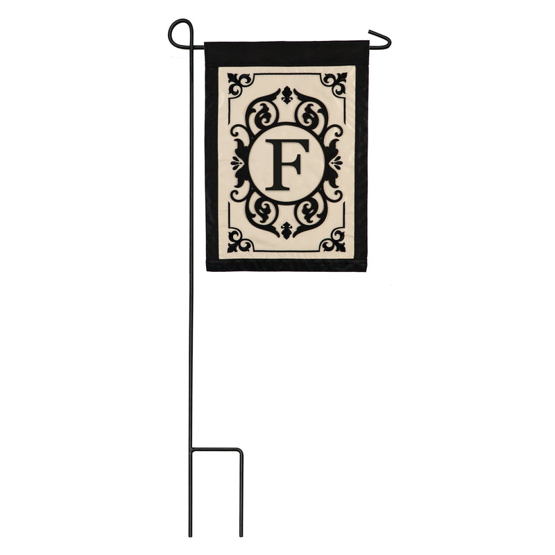 Evergreen Flag,Cambridge Monogram Garden Applique Flag, Letter F,12.5x0.02x18 Inches