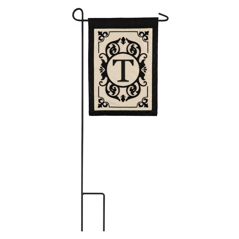 Cambridge Monogram Garden Applique Flag, Letter T,169004t