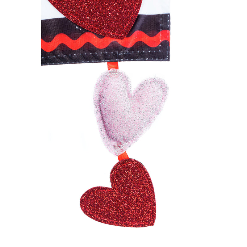 Valentine's Stripe Garden Applique Flag,169019