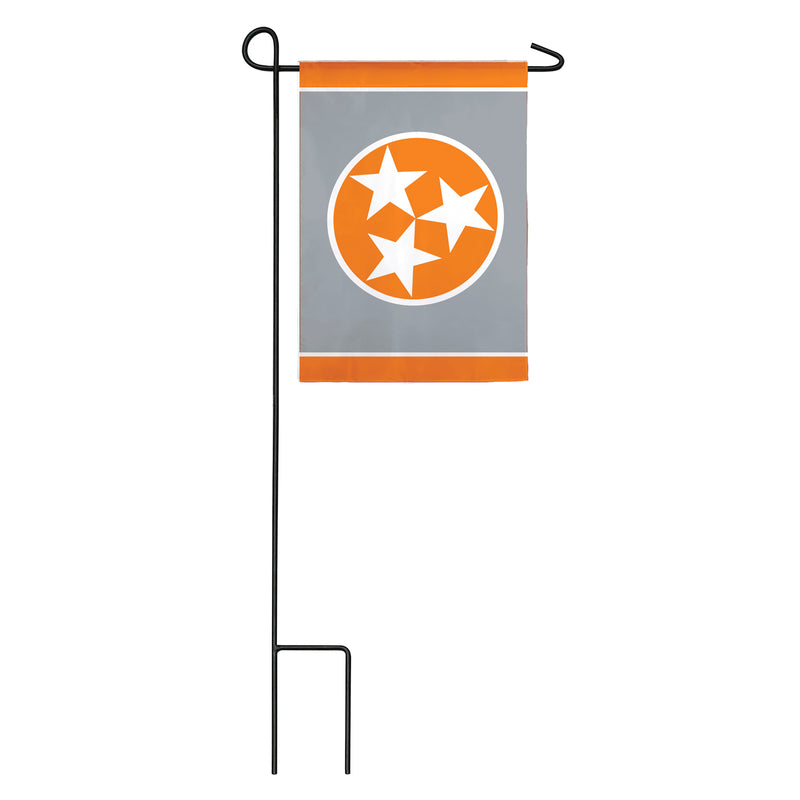 Evergreen Flag,Tennessee Tri Star, Grey Garden Applique Flag,0.2x12.5x18 Inches