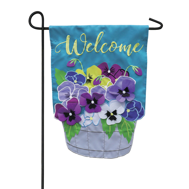 Basket of Pansies Garden Applique Flag,169043