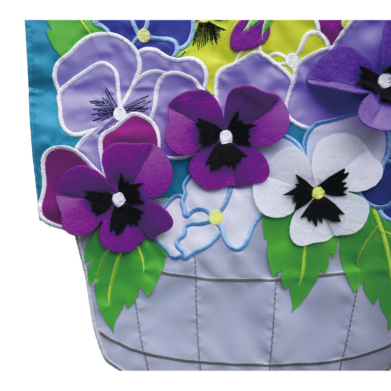 Basket of Pansies Garden Applique Flag,169043