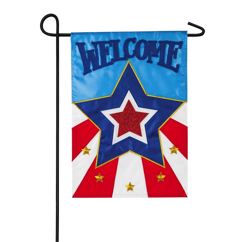 Patriotic Star Welcome Garden Applique Flag,169045