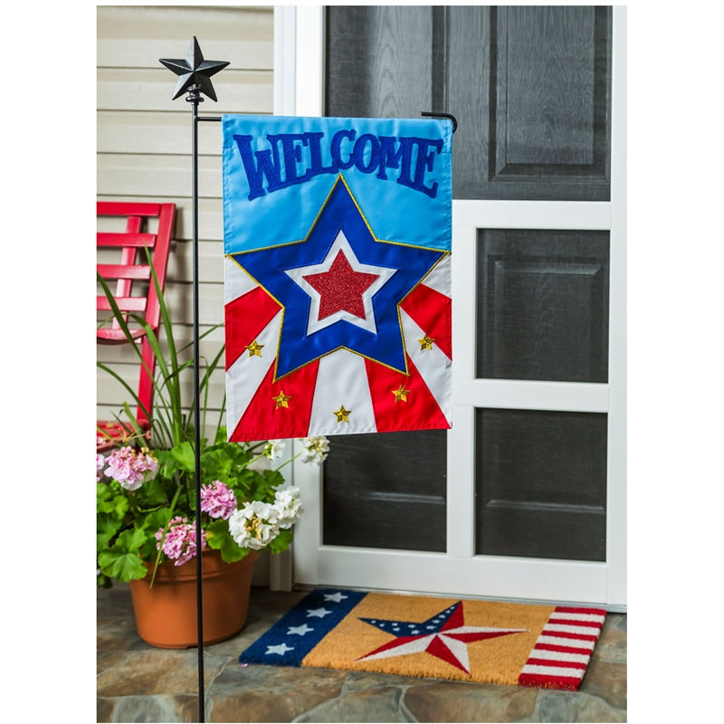 Patriotic Star Welcome Garden Applique Flag,169045