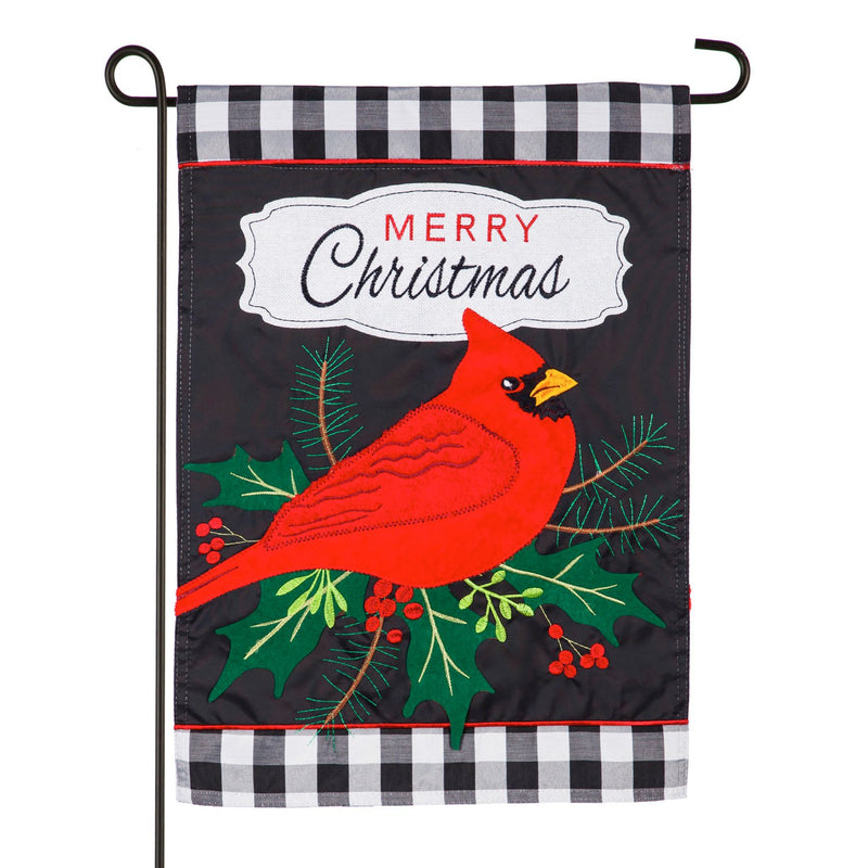 Evergreen Flag,Merry Christmas Cardinal Garden Applique Flag,12.5x18x0.2 Inches