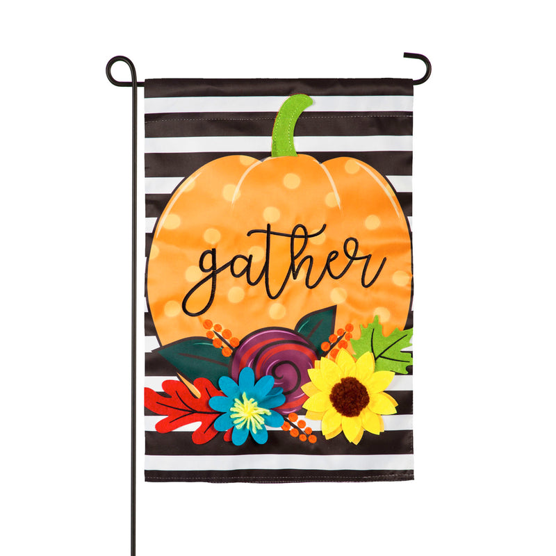 Striped Gather Pumpkin Garden Applique Flag,169083