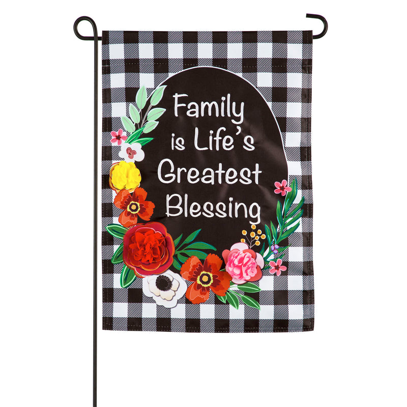 Evergreen Flag,Family is Life's Greatest Blessing Garden Applique Flag,12.5x0.2x18 Inches