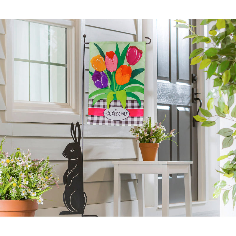 Welcome Spring Tulips Garden Applique Flag,169107