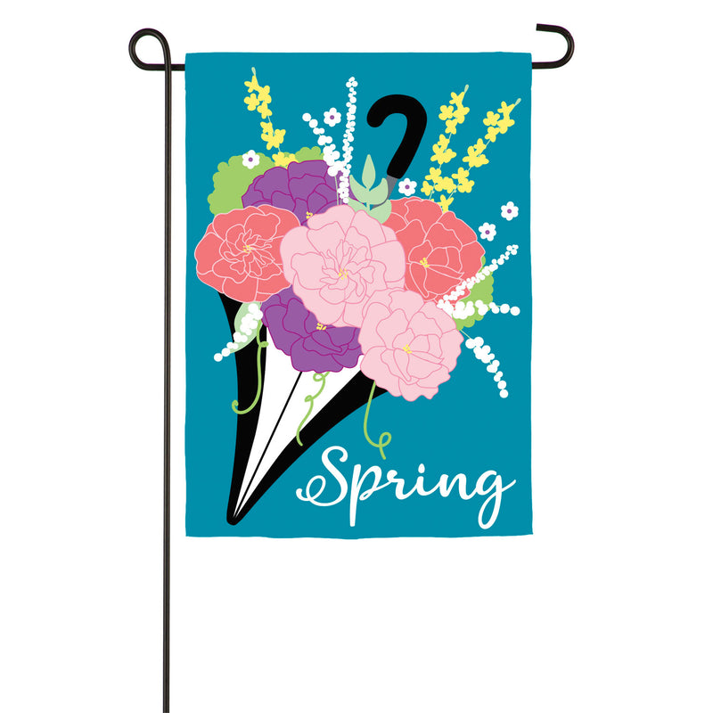 Evergreen Flag,Spring Umbrella Bouquet Garden Applique Flag,12.5x0.2x18 Inches