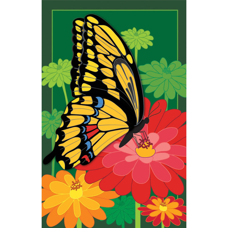 Evergreen Blossoms and Butterfly Garden Applique Flag, 18'' x 12.5'' inches