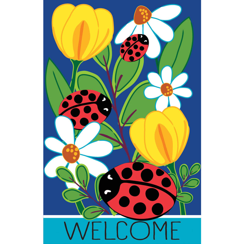 Evergreen Flag,Ladybug Friends Garden Applique Flag,18x12.5x0.2 Inches
