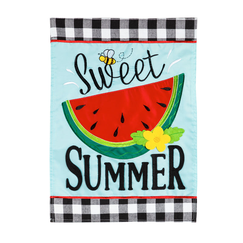 Evergreen Flag,Sweet Summer Watermelon Garden Applique Flag,18x12.5x0.2 Inches