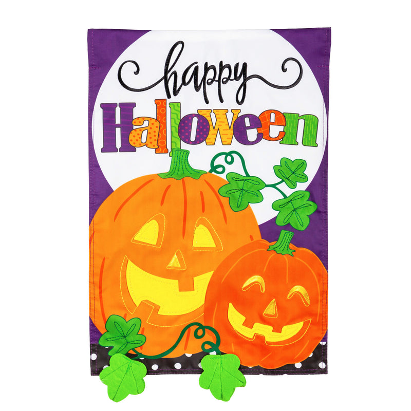 Halloween Jack-O-Lanterns Garden Applique Flag, 18"x12.5"inches