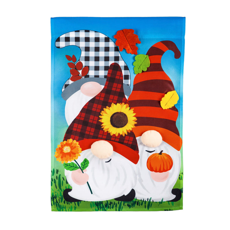 Fall Gnome Trio Garden Applique Flag,169170sa