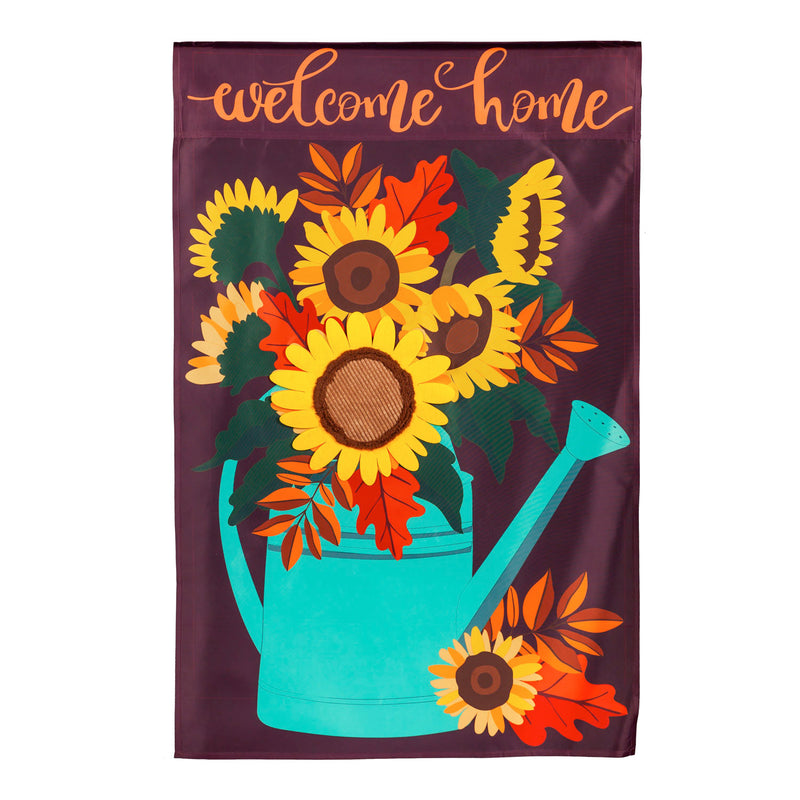 Sunflower Watering Can Garden Applique Flag,169171sa