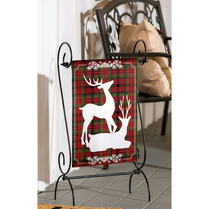 Plaid Reindeer Pair Garden Applique Flag,169204