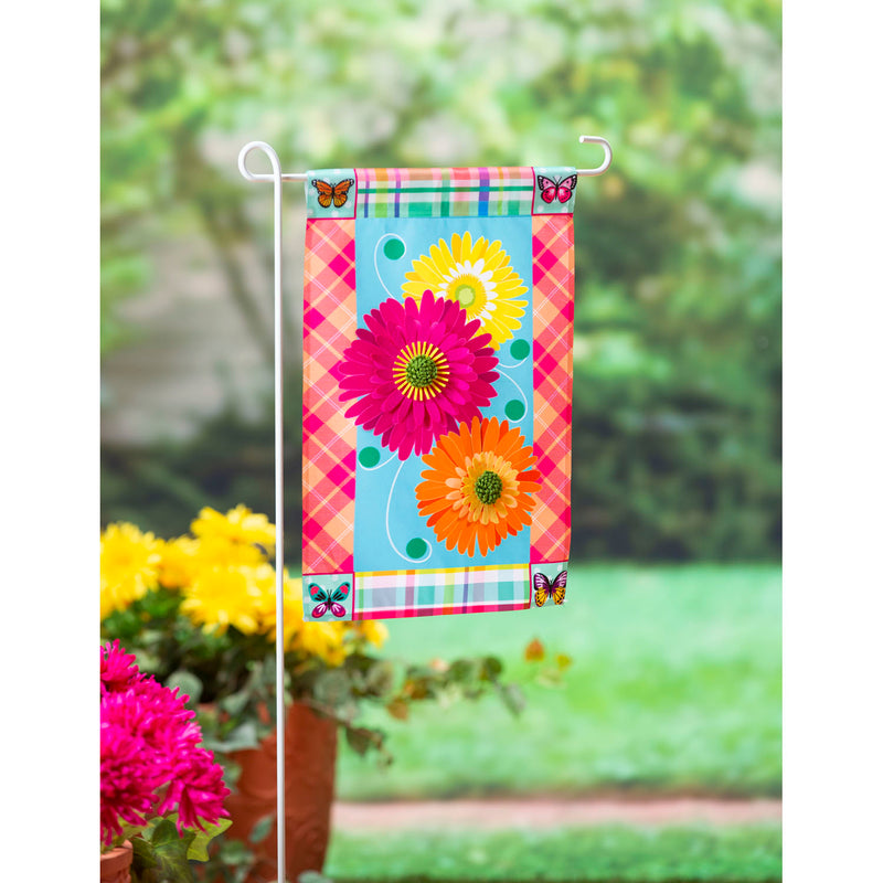 Patterned Border Gerber Daisy Garden Applique Flag,169246sa