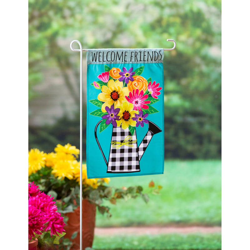 Buffalo Check Watering Can Garden Applique Flag,169251sa