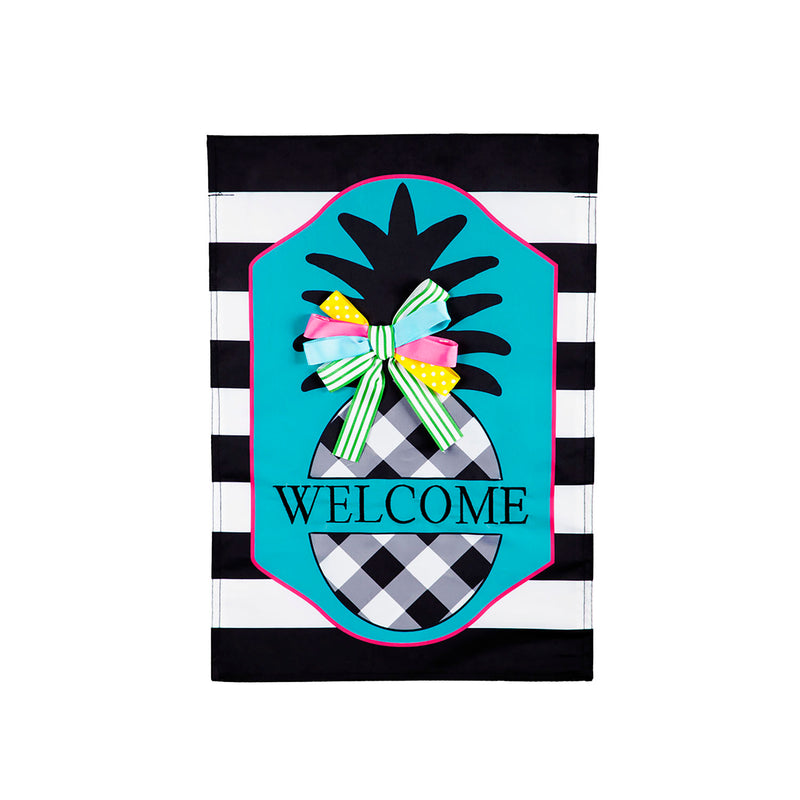 Black and White Pineapple Garden Applique Flag,169252