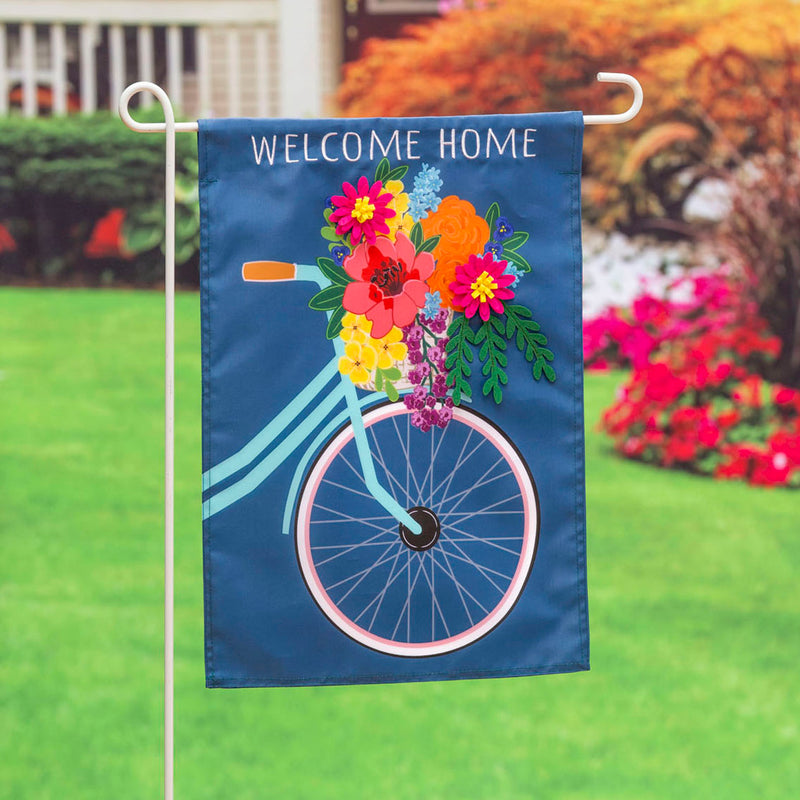 Bicycle with Basket Garden Applique Flag,169254