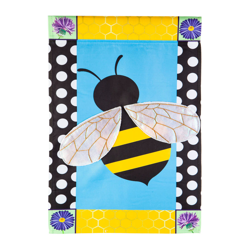 Bee with a Border Garden Applique Flag,169256sa