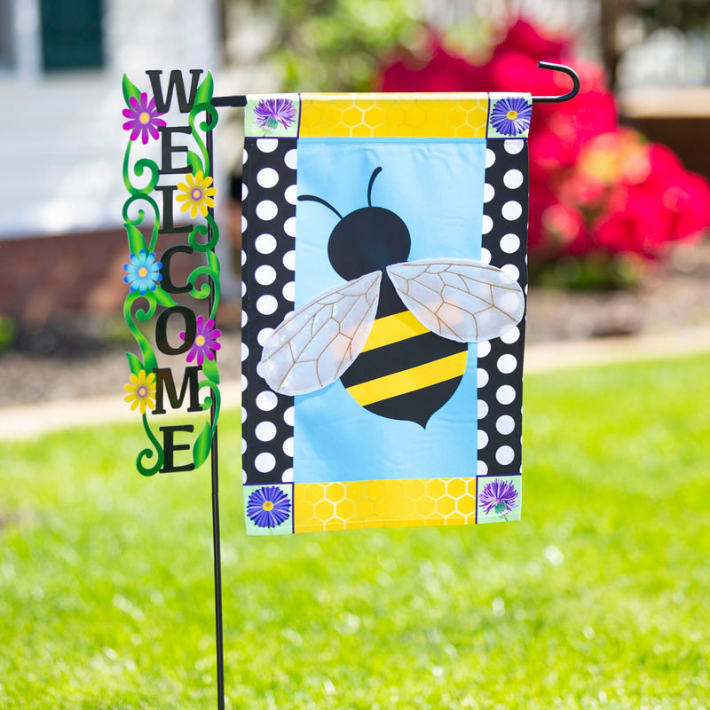 Bee with a Border Garden Applique Flag,169256sa