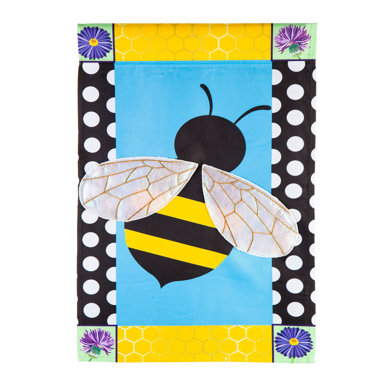 Bee with a Border Garden Applique Flag,169256sa