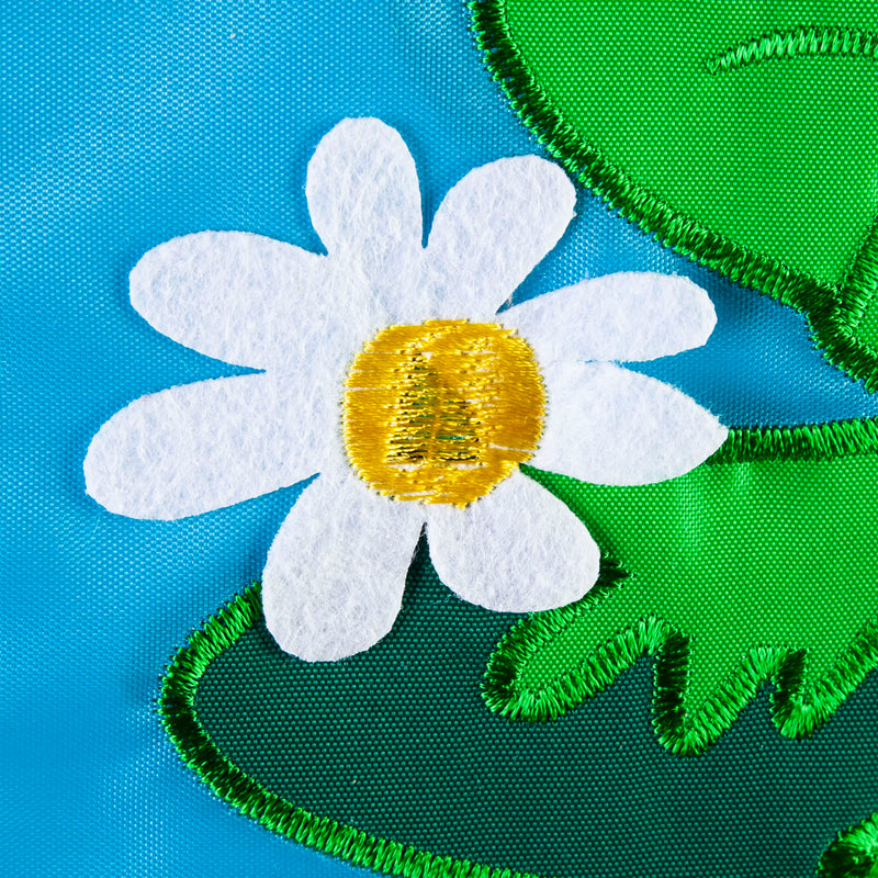 Frog and Mushroom Garden Applique Flag, 18"x12.5"inches