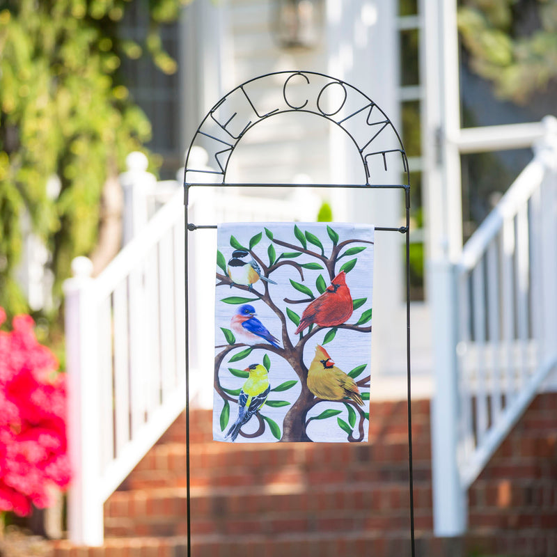 Songbirds in Tree of Life Trelis Garden Applique Flag,169262sa