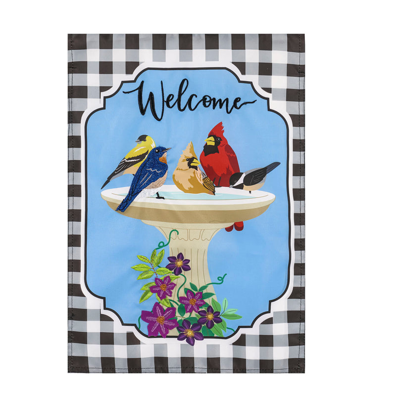 Songbird Birdbath Garden Applique Flag,169263