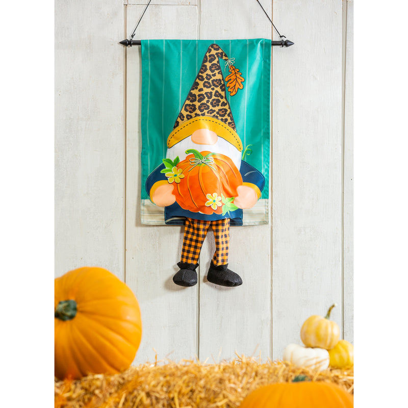 Fall Gnome with Pumpkin Garden Kickin Flag,169275mbl