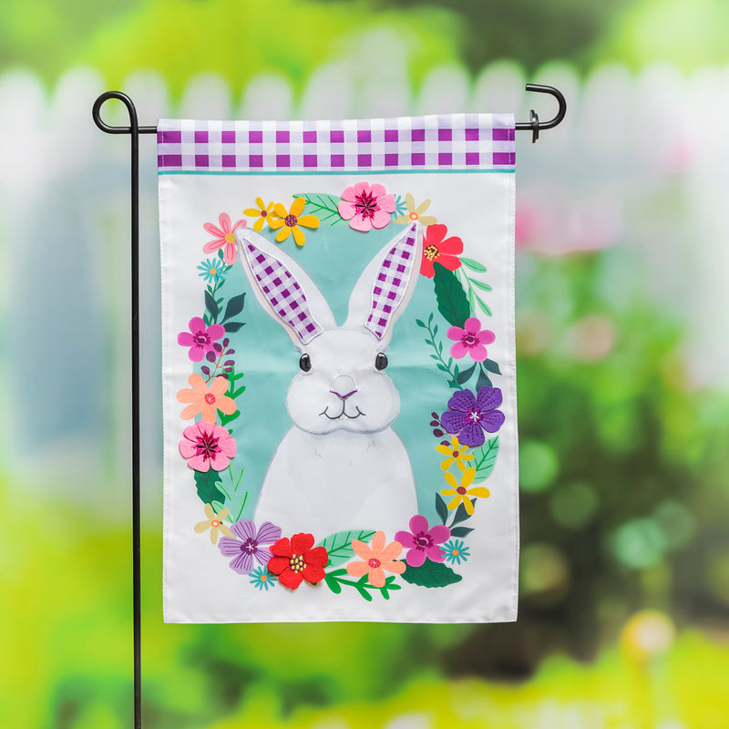 Gingham Bunny Garden Applique Flag,169405