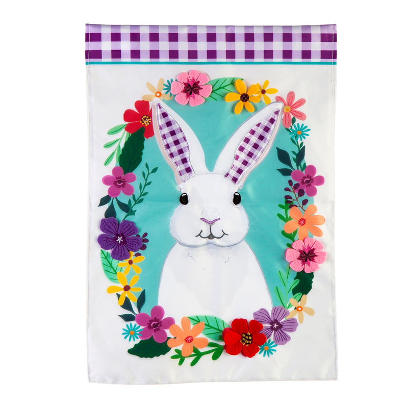 Gingham Bunny Garden Applique Flag,169405