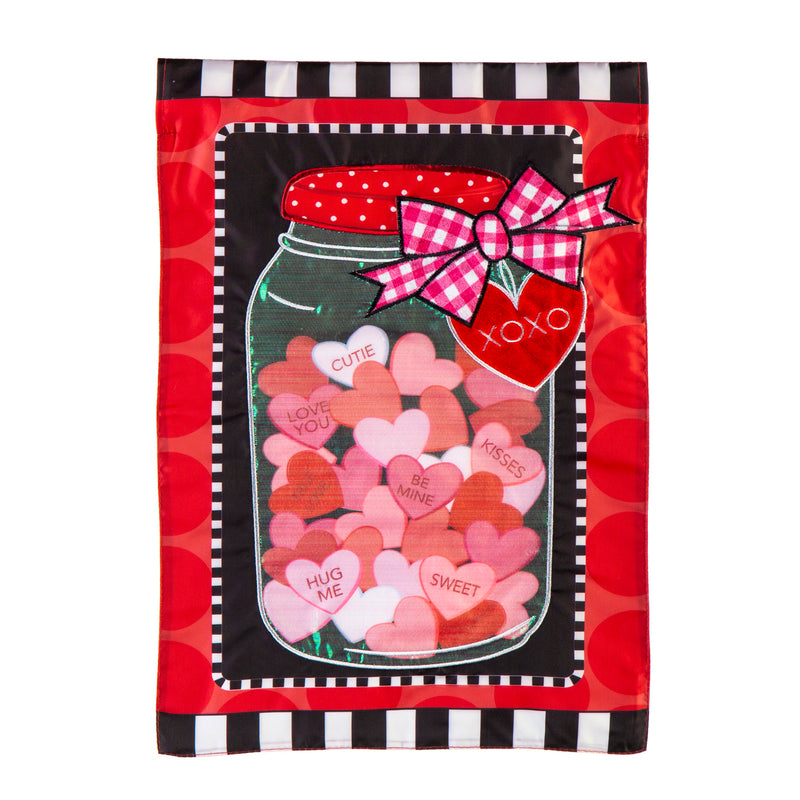 Mason Jar of Hearts Garden Applique Flag,169411