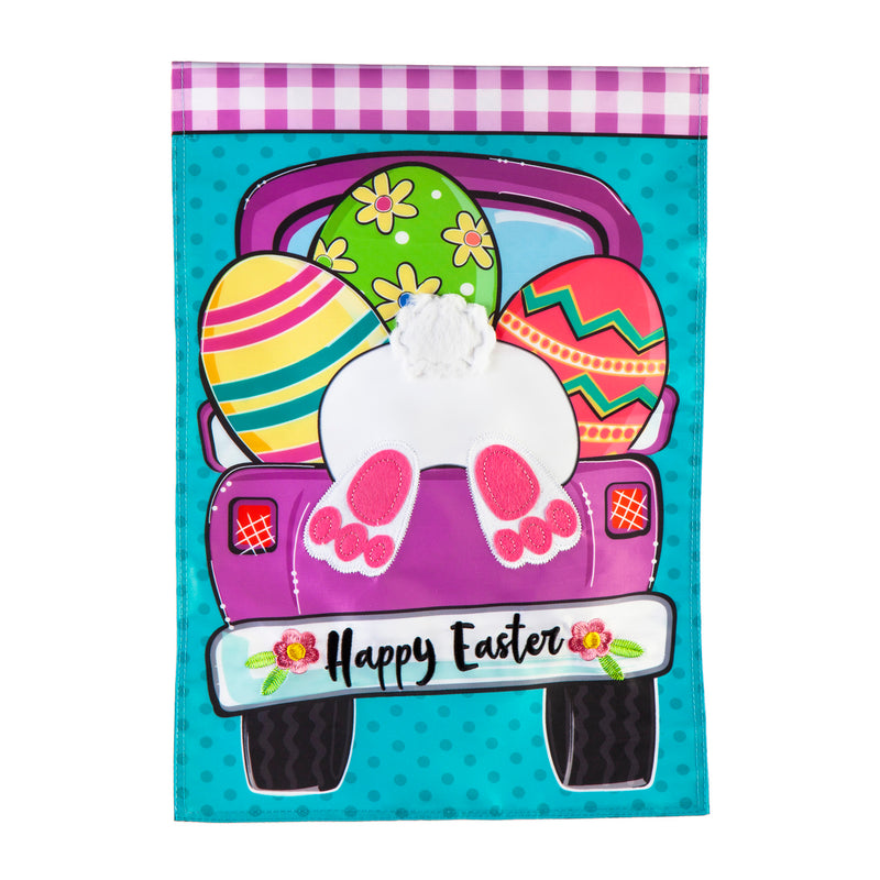 Easter Truck Bunny Bottom Garden Applique Flag,169419