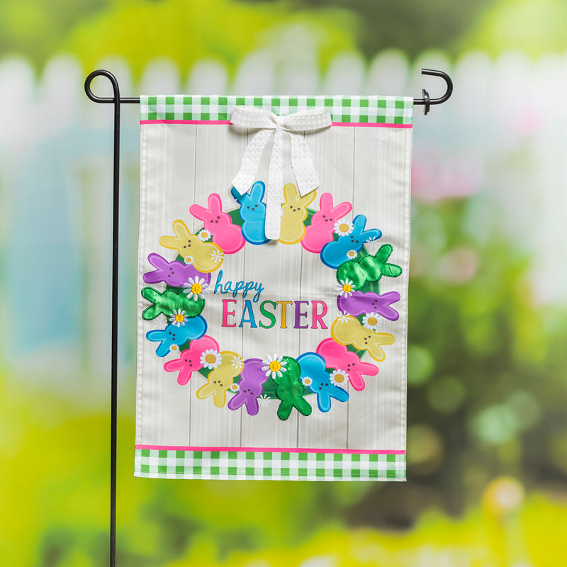 Colorful Bunny Wreath Garden Applique Flag,169423