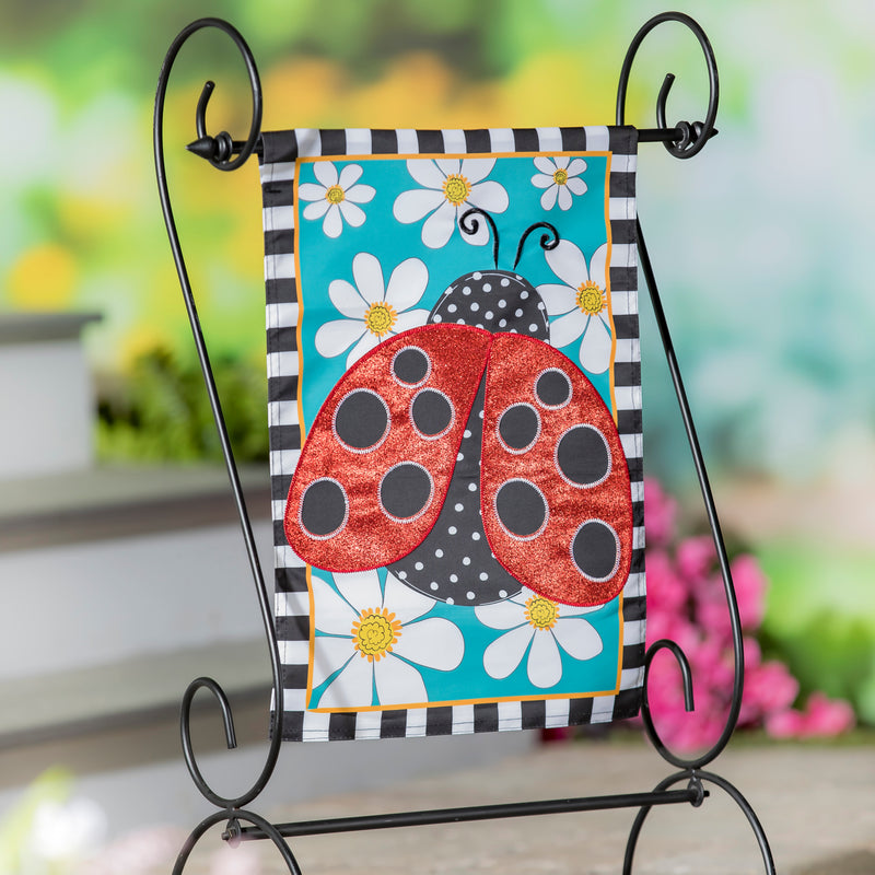 Ladybug with Daisies Garden Applique Flag,169450