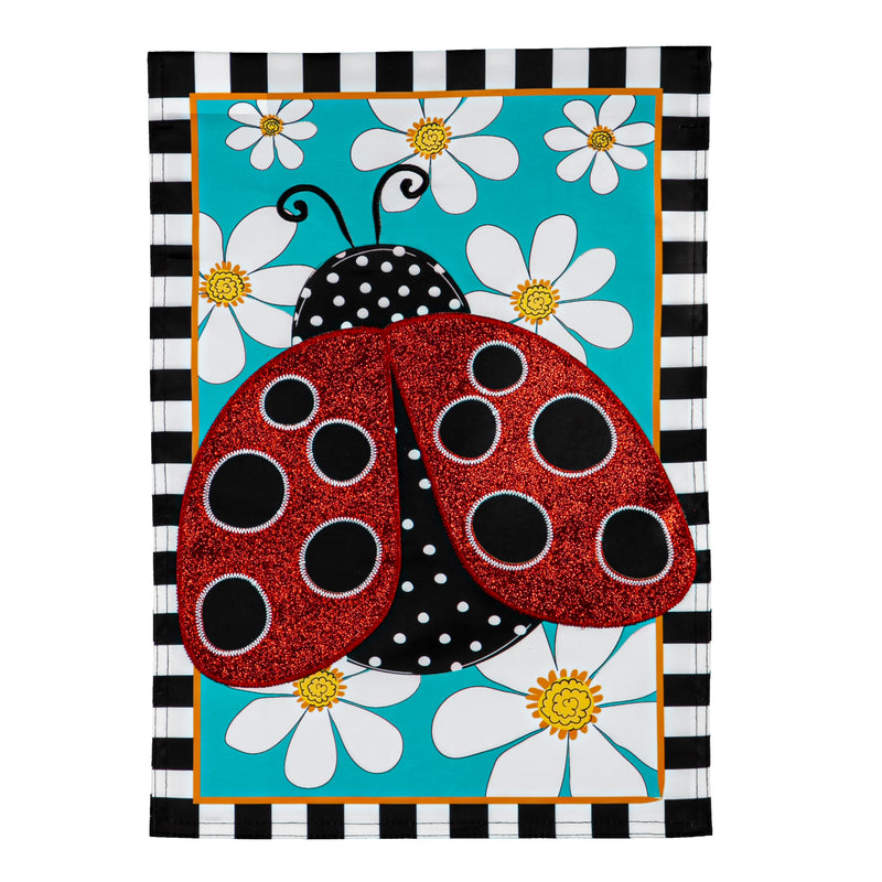 Ladybug with Daisies Garden Applique Flag,169450