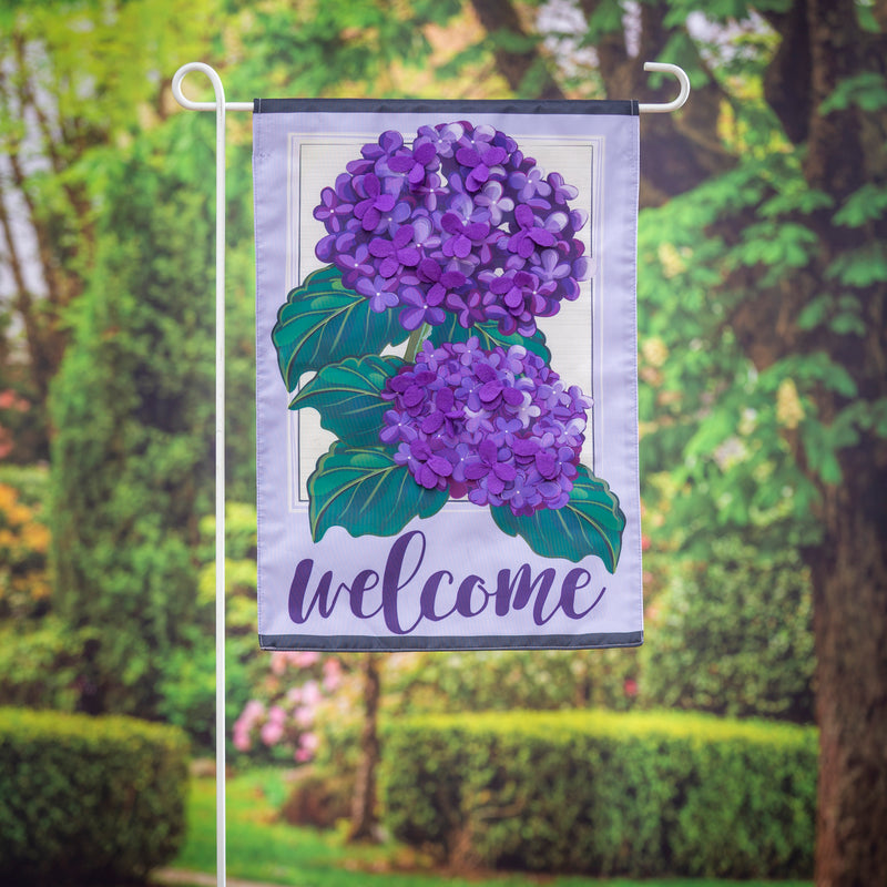 Hydrangea Welcome Garden Applique Flag,169458