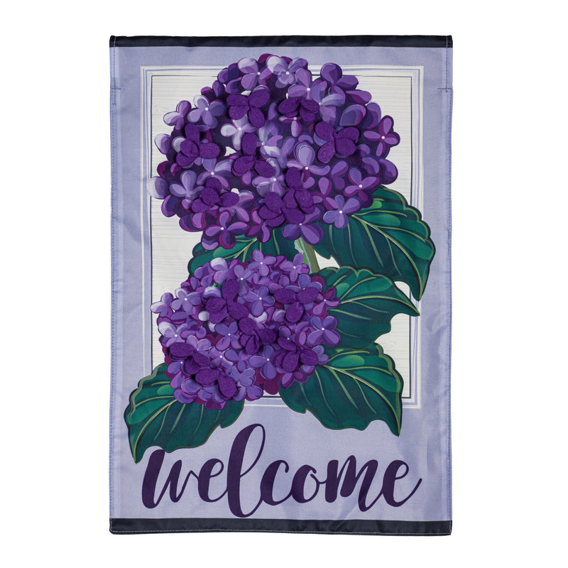 Hydrangea Welcome Garden Applique Flag,169458