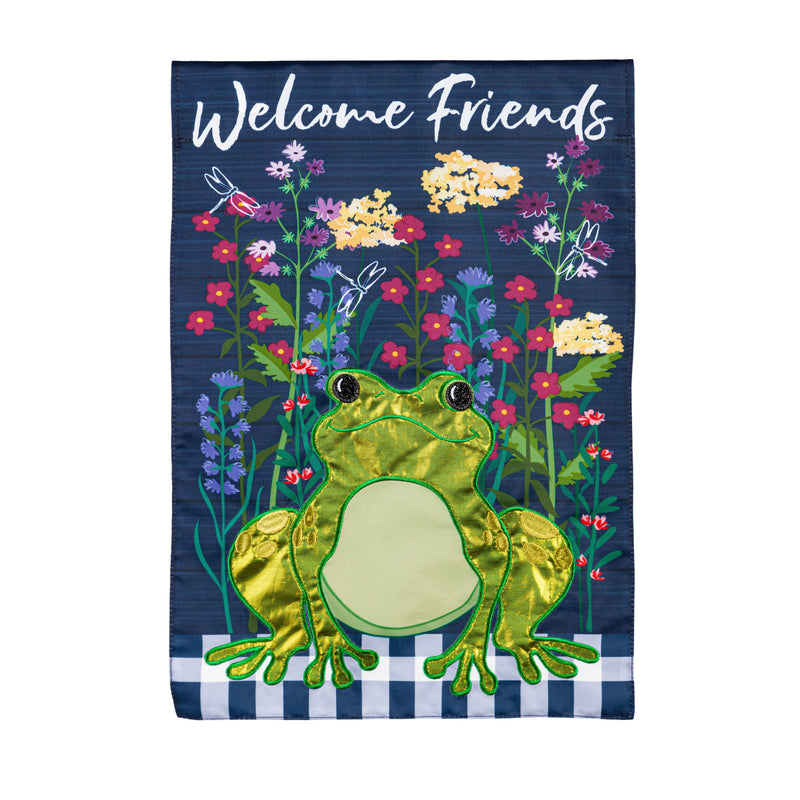 Evergreen Flag,Whimsical Frog Garden Applique Flag,12.5x0.2x18 Inches