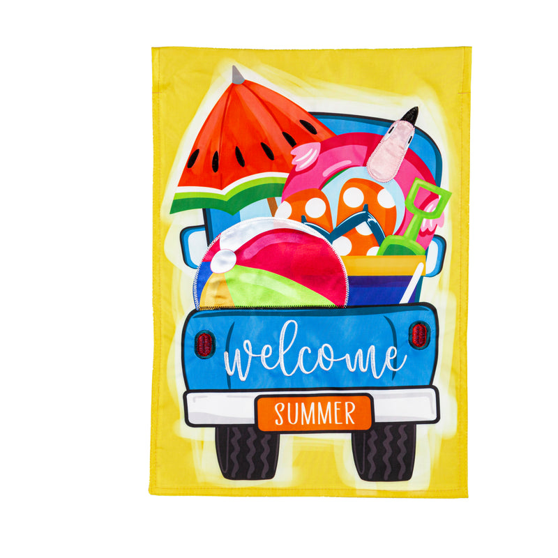 Welcome Summer Truck Garden Applique Flag,169508